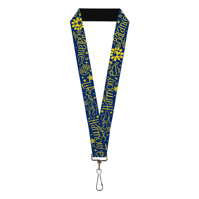 Lanyard - 1.0" - HARMONY BALANCE LIFE Icons Collage Blue/Yellow Lanyards Buckle-Down   