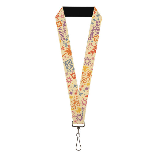 Lanyard - 1.0" - Summer Harmony Collage Beige/Multi Color Lanyards Buckle-Down   