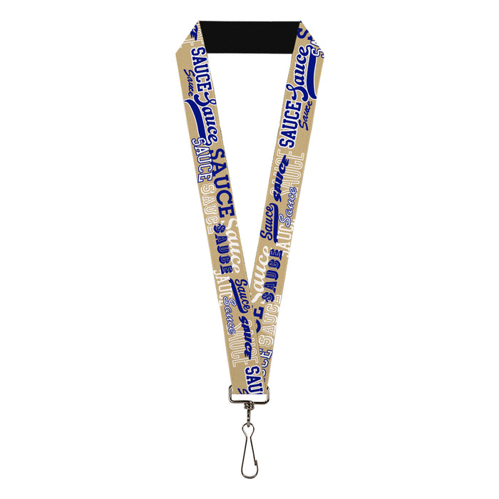 Lanyard - 1.0" - SAUCE Typography Collage Tan/White/Blue Lanyards Buckle-Down   