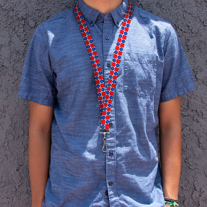 Lanyard - 1.0" - Smiley Sad Face Checker Red/White/Blue Lanyards Buckle-Down   