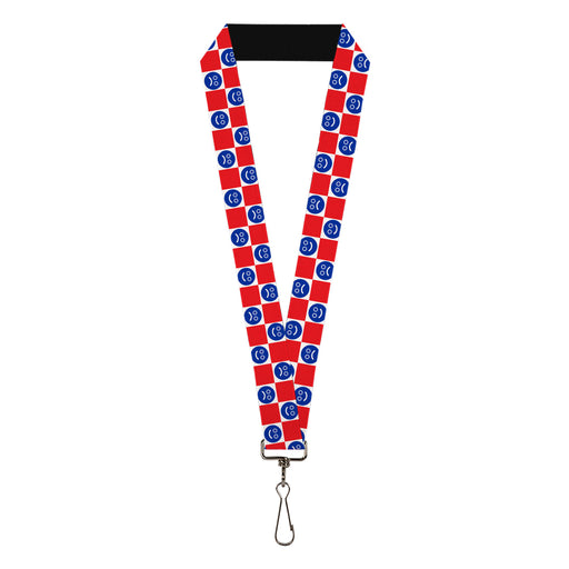 Lanyard - 1.0" - Smiley Sad Face Checker Red/White/Blue Lanyards Buckle-Down   