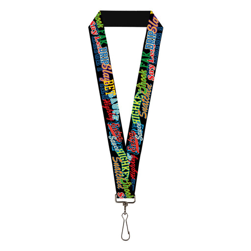 Lanyard - 1.0" - Slang Verbiage Stacked Black/Multi Color Lanyards Buckle-Down   