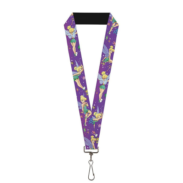 Lanyard - 1.0" - Tinker Bell Poses Flowers Stars Skull Purple Lanyards Disney   