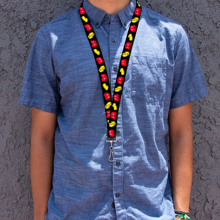 Lanyard - 1.0" - Mickey Mouse Shorts and Shoes Black/Red/Yellow Lanyards Disney   