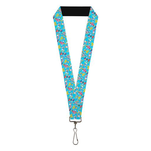 Lanyard - 1.0" - Disney 100 Mickey and Friends Poses Scattered Blue Lanyards Disney   