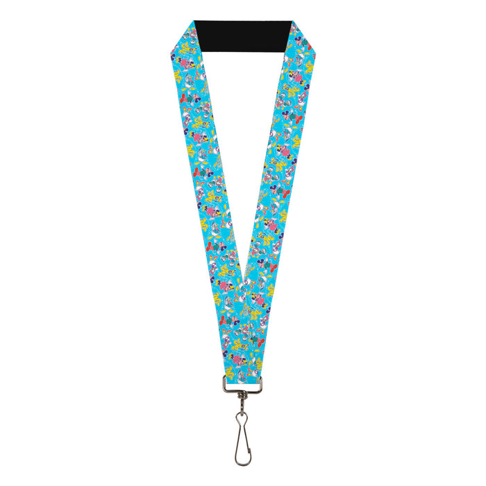 Lanyard - 1.0" - Disney 100 Mickey and Friends Poses Scattered Blue Lanyards Disney   