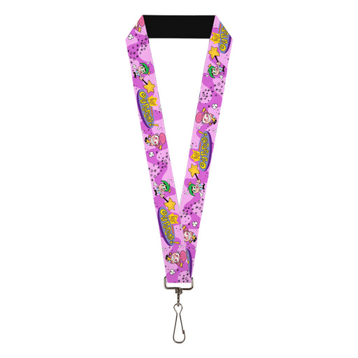 Lanyard - 1.0" - THE FAIRLY ODDPARENTS Timmy with Cosmo and Wanda Group Pose Pinks Lanyards Nickelodeon   