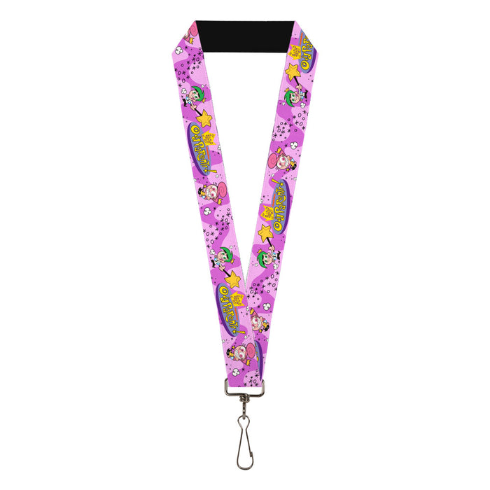 Lanyard - 1.0" - THE FAIRLY ODDPARENTS Timmy with Cosmo and Wanda Group Pose Pinks Lanyards Nickelodeon   
