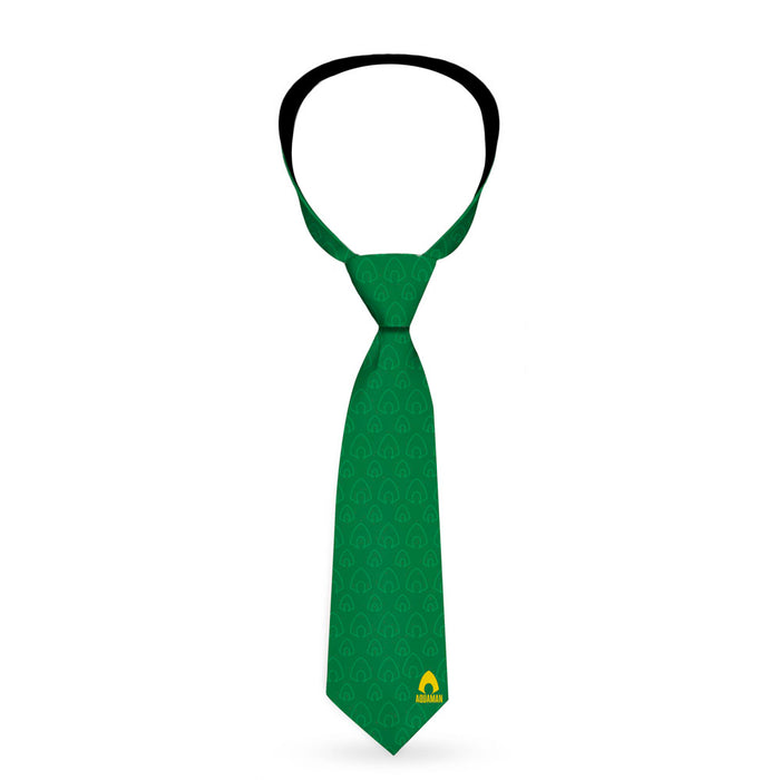 Necktie Standard - AQUAMAN Classic Icon Monogram Greens Gold Neckties DC Comics   