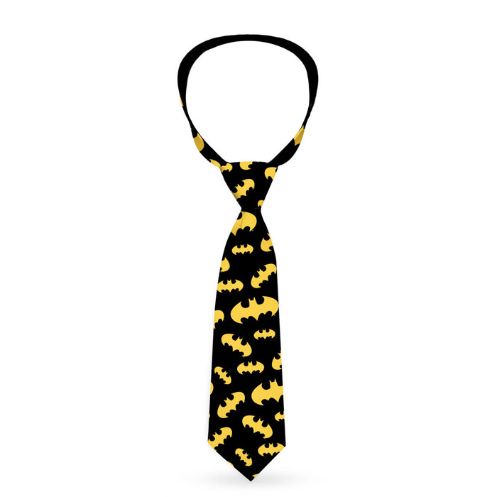 Necktie Standard - Bat Signal-1 Scattered Black Yellow Neckties DC Comics   