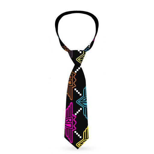 Buckle-Down Necktie - BD Monogram Black/Multi Neon Neckties Buckle-Down   