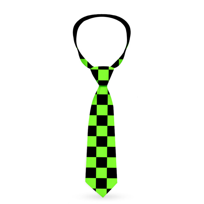 Necktie Standard - Checker Black/Neon Green Neckties Buckle-Down   