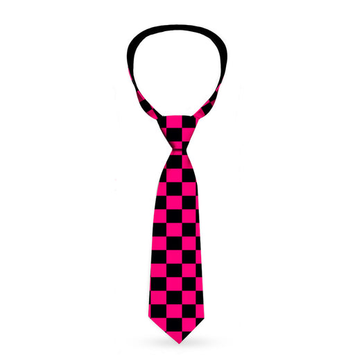 Buckle-Down Necktie - Checker Black/Neon Pink Neckties Buckle-Down   