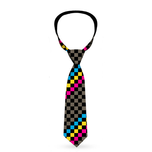 Buckle-Down Necktie - Checker Stripe Black/Gray/Blue/Gold/Pink Neckties Buckle-Down   