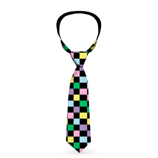 Buckle-Down Necktie - Checker Black/Multi Pastel Neckties Buckle-Down   
