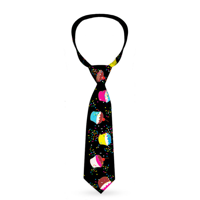 Buckle-Down Necktie - Cupcake Sprinkles Black/Multi Color Neckties Buckle-Down   