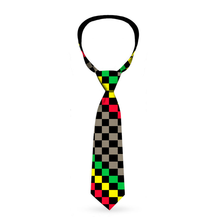 Buckle-Down Necktie - Checker Stripe Black/Gray/Rasta Neckties Buckle-Down   