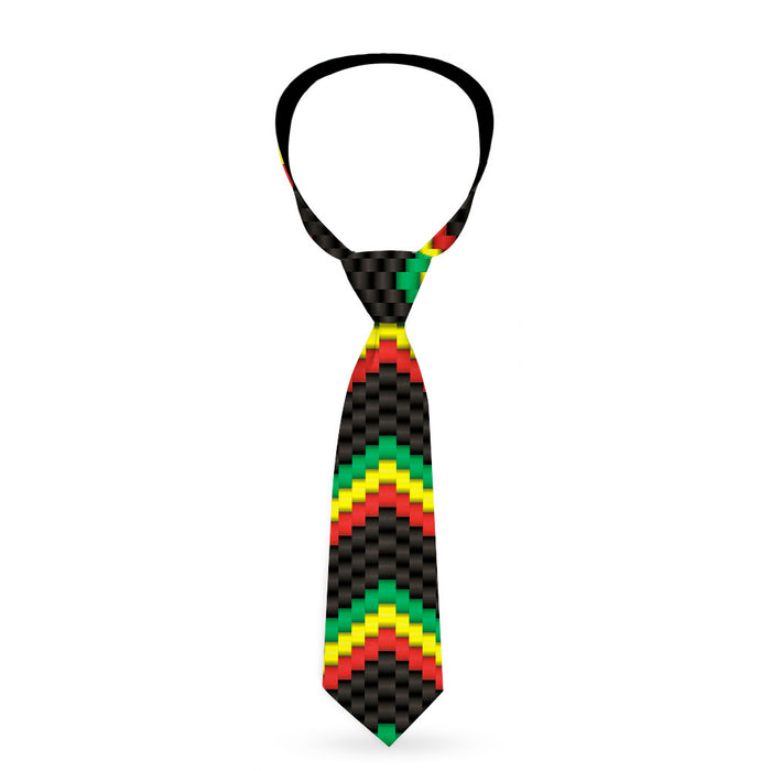 Necktie Standard - Chevron Weave Black/Rasta Neckties Buckle-Down   