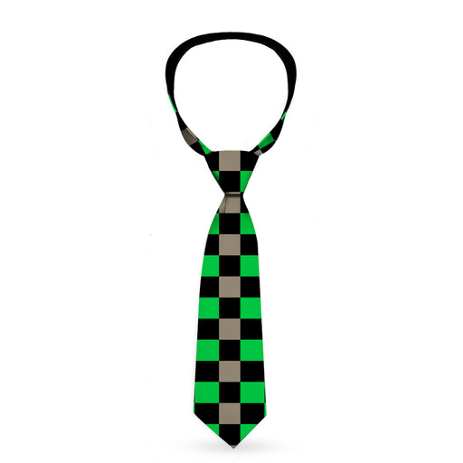 Buckle-Down Necktie - Checker Black/Gray/2 Green Neckties Buckle-Down   