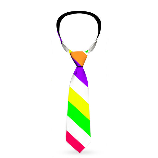 Buckle-Down Necktie - Diagonal Stripes White/Multi Neon Neckties Buckle-Down   
