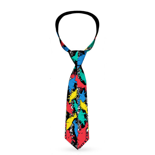 Buckle-Down Necktie - Dinosaurs/Paint Splatter Black/White/Multi Color Neckties Buckle-Down   