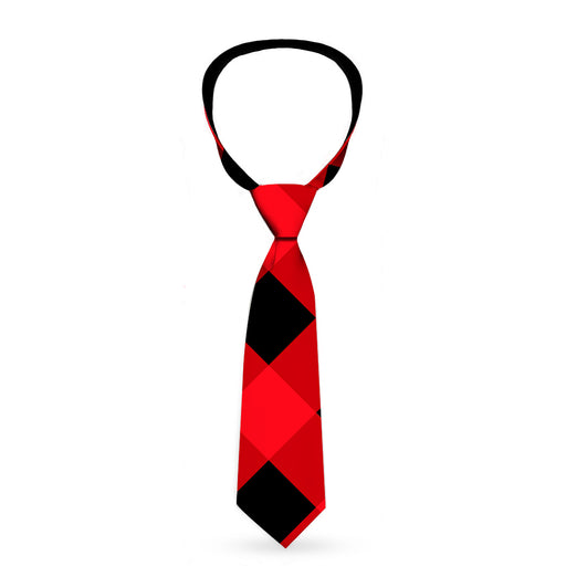 Buckle-Down Necktie - Diagonal Buffalo Plaid Black/Red Neckties Buckle-Down   