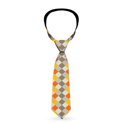 Buckle-Down Necktie - Diamond Plaid Grays/Orange Neckties Buckle-Down   
