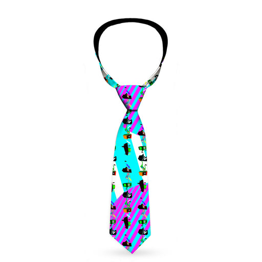 Buckle-Down Necktie - Eighties Arcade Multi Neon Stripes Neckties Buckle-Down   