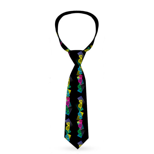 Buckle-Down Necktie - Eighties Shades Black/Neon Neckties Buckle-Down   