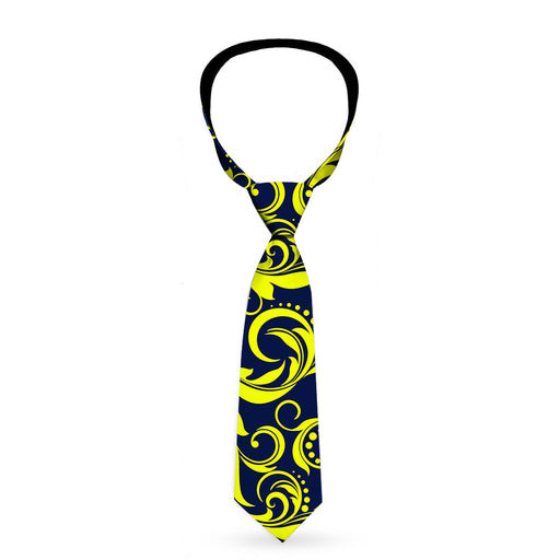 Buckle-Down Necktie - Filigree Navy/Yellow Neckties Buckle-Down   