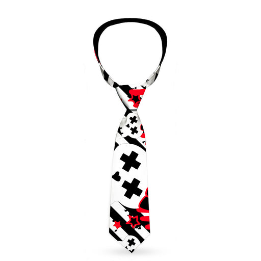 Buckle-Down Necktie - Girlie Skull Black/White w/Red Paint Drips Neckties Buckle-Down   