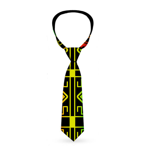 Buckle-Down Necktie - Geomteric2 Black/Red/Yellow/Green Neckties Buckle-Down   