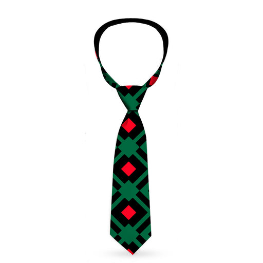 Buckle-Down Necktie - Geometric3 Black/Forest Green/Red Neckties Buckle-Down   