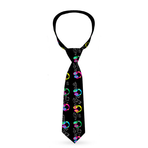 Buckle-Down Necktie - Headphones Curls Black/Gray/Neon Neckties Buckle-Down   