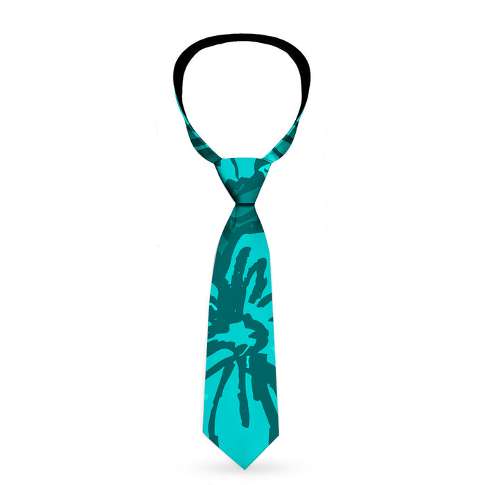 Buckle-Down Necktie - Hibiscus Collage Turquoise Shades Neckties Buckle-Down   
