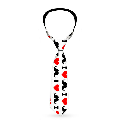Buckle-Down Necktie - I "Heart Mustache" White/Black/Red Neckties Buckle-Down   