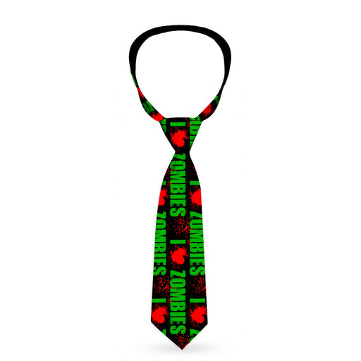 Buckle-Down Necktie - I "HEART" ZOMBIES Black/Green/Red Splatter Neckties Buckle-Down   