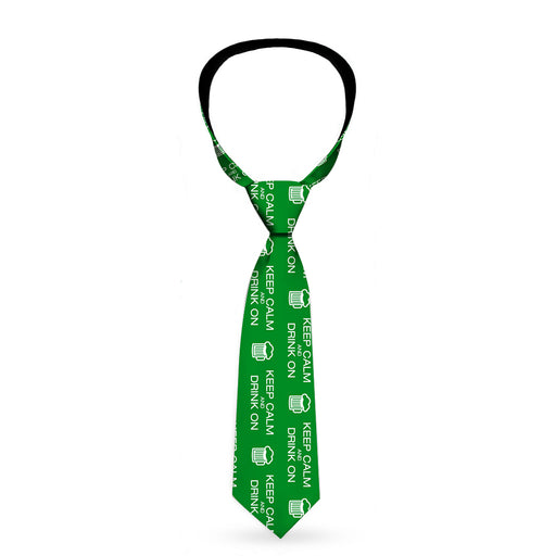 Buckle-Down Necktie - KEEP CALM AND DRINK ON/Beer Green/White Neckties Buckle-Down   