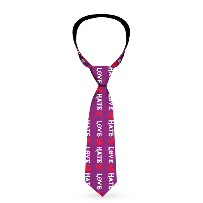 Buckle-Down Necktie - Love/Hate Purple/White/Fuchsia Neckties Buckle-Down   