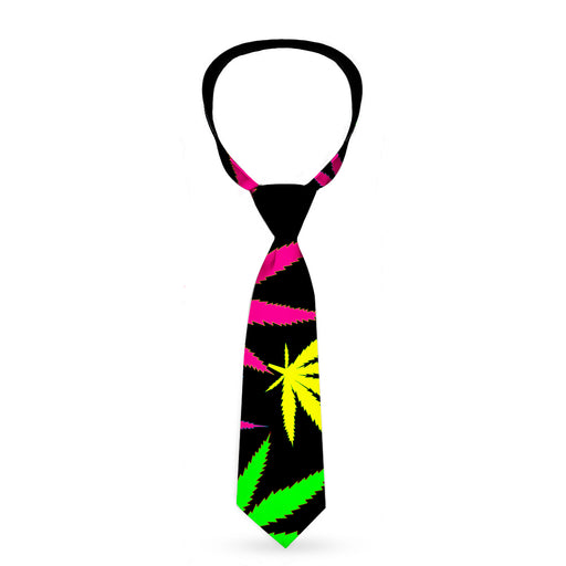 Buckle-Down Necktie - Multi Marijuana Leaves Black/Multi Color Neckties Buckle-Down   
