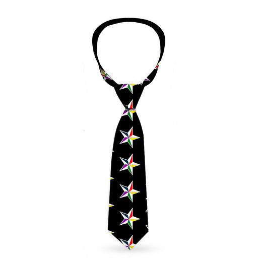 Buckle-Down Necktie - Nautical Star Black/White/Multi Color Neckties Buckle-Down   