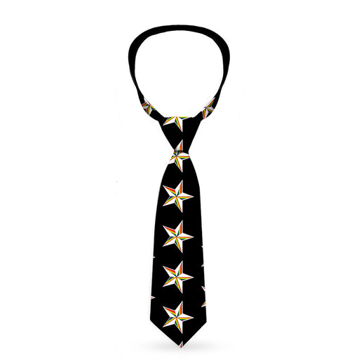 Buckle-Down Necktie - Nautical Star Black/White/Rainbow Neckties Buckle-Down   