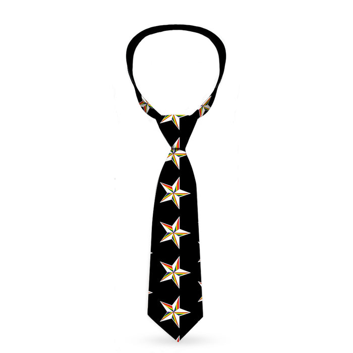 Buckle-Down Necktie - Nautical Star Black/White/Rainbow Neckties Buckle-Down   