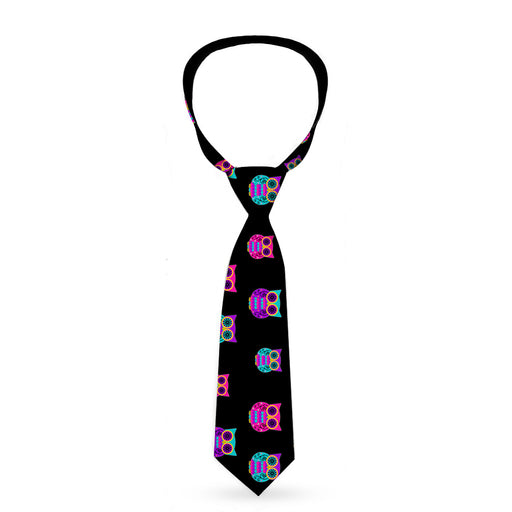 Buckle-Down Necktie - Owls Black/Fuchsia/Purple/Turquoise Neckties Buckle-Down   