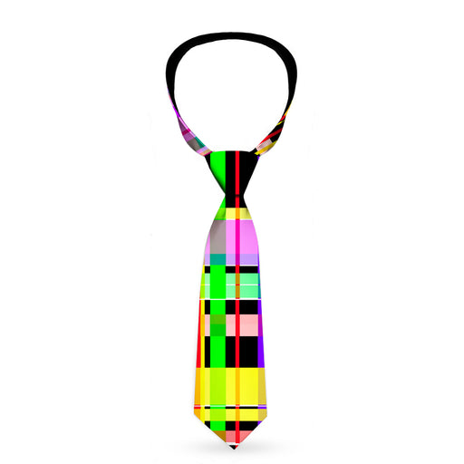 Necktie Standard - Plaid Black/Multi Neon Neckties Buckle-Down   