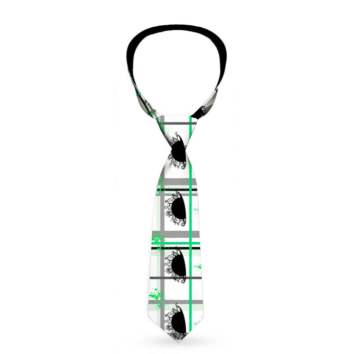Buckle-Down Necktie - Plaid Curls White/Black/Gray/Green Neckties Buckle-Down   