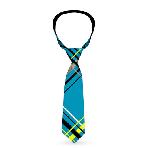 Necktie Standard - Plaid Turquoise/Yellow/Black/Gray Neckties Buckle-Down   