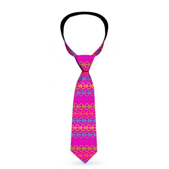 Buckle-Down Necktie - Peace Hearts Repeat Fuchsia/Neon Neckties Buckle-Down   