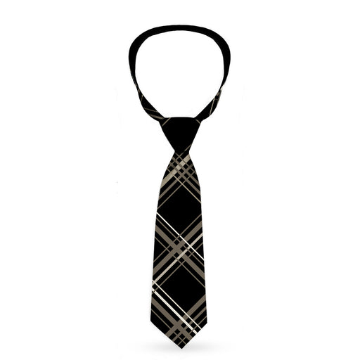 Necktie Standard - Plaid X Black/Gray Neckties Buckle-Down   