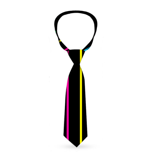 Buckle-Down Necktie - Pinstripes Black/Multi Color Neckties Buckle-Down   
